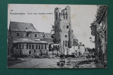 Postcard PC Passchenaele Passendale Zonnebeke 1914-1918 destroyed city church Belgium Belgie